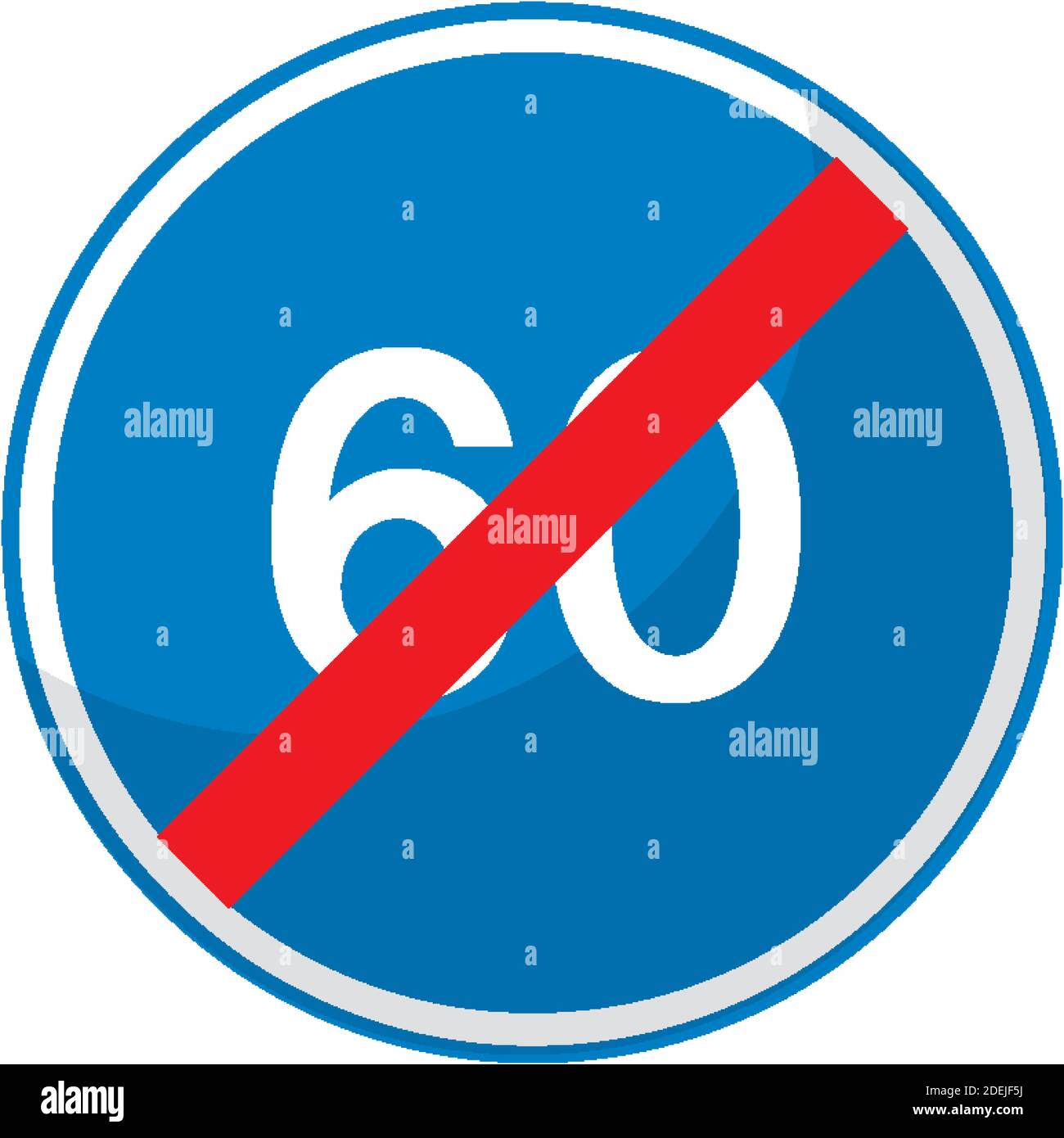 Blaue Mindestgeschwindigkeit Grenze 60 Straßenschild isoliert auf weiß Hintergrunddarstellung Stock Vektor