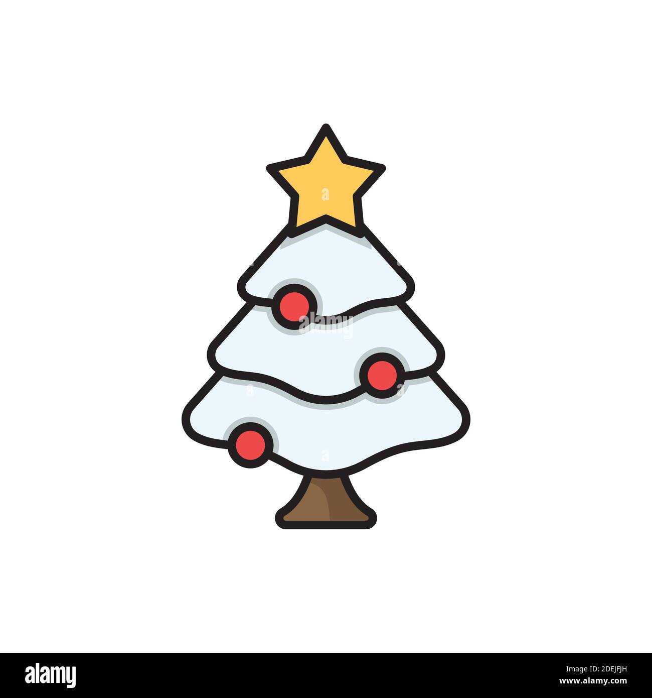Weihnachtsbaum Symbol, Farbe, Linie, Kontur VektorZeichen, lineare Stil Piktogramm isoliert auf