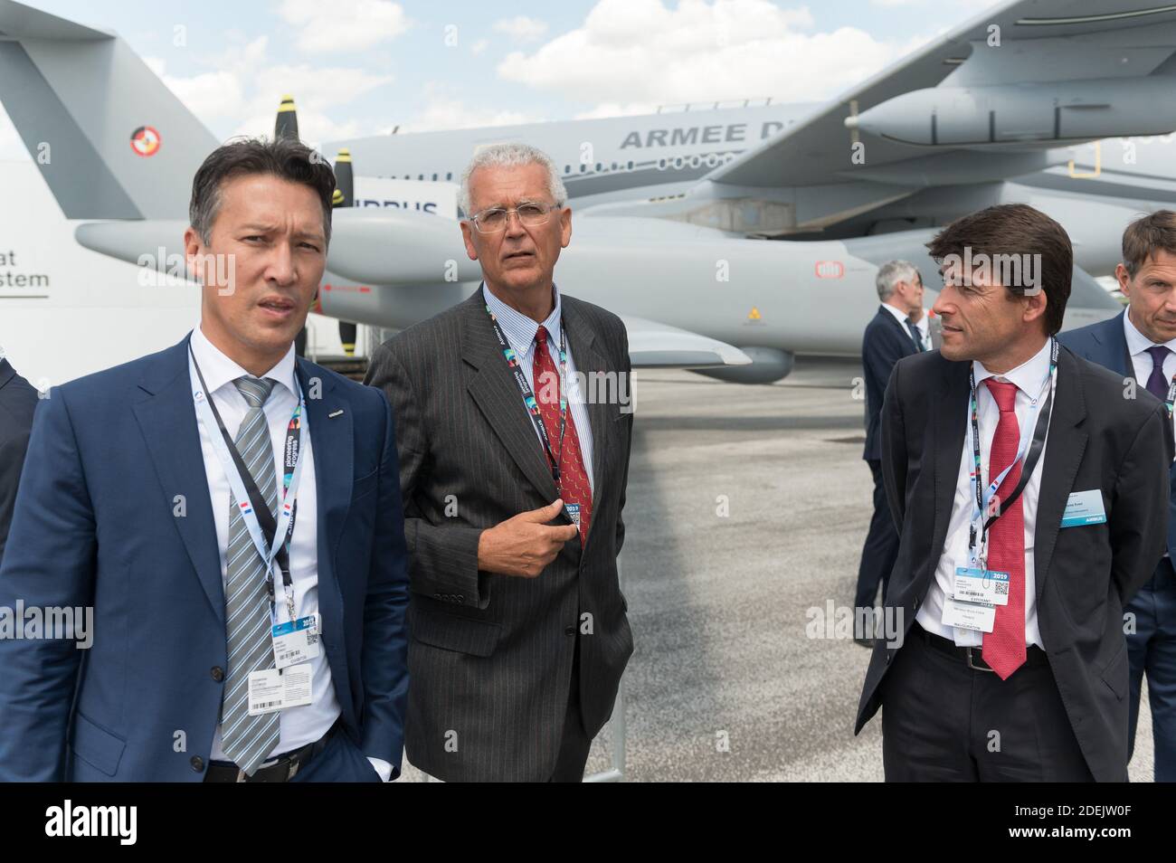 Zu Gast waren Denis Ranque und Bruno, die am 17. Juni 2019 sogar an der 53. Internationalen Paris Air Show am Flughafen Le Bourget in der Nähe von Paris, Frankreich, teilnahmen. Foto von Jacques Witt/Pool/ABACAPRESS.COM Foto von Jacques Witt/Pool/ABACAPRESS.COM Stockfoto