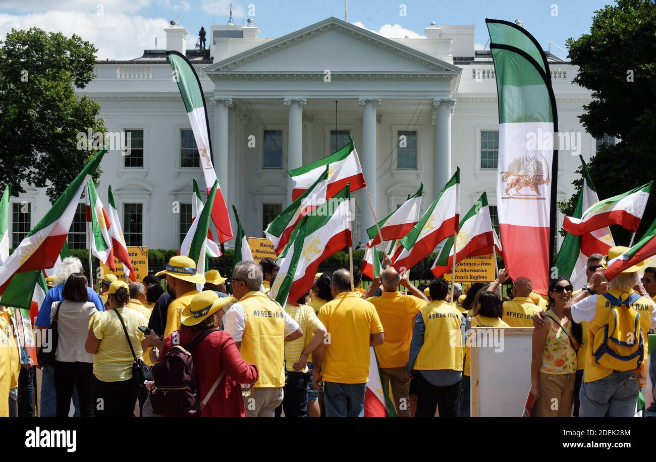 Die Organisation der Iranischen Amerikanischen Gemeinschaften marschieren am 21. Juni 2019 vor dem Weißen Haus in Washington, DC, um die "Anerkennung des Rechts des iranischen Volkes auf Regimewechsel" zu fordern. .Foto von Olivier Douliery/ABACAPRESS.COM Stockfoto
