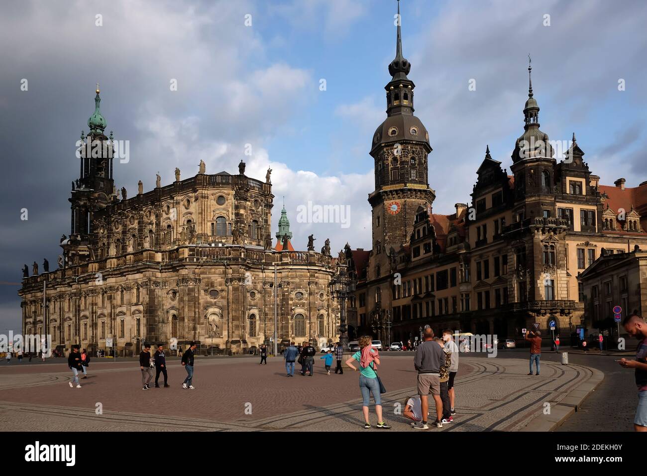 Historisches Zentrum in der Dresdner Altstadt mit Turm Genannt Hausmannsturm Stock Foto Stockfoto