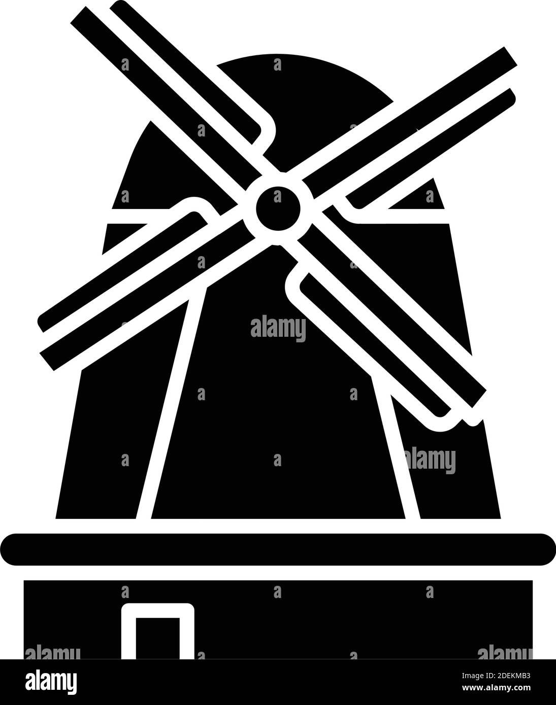 Windmühlen, Kinderdijk, Holland, Niederlande voll editierbare Vektorsymbole Stock Vektor
