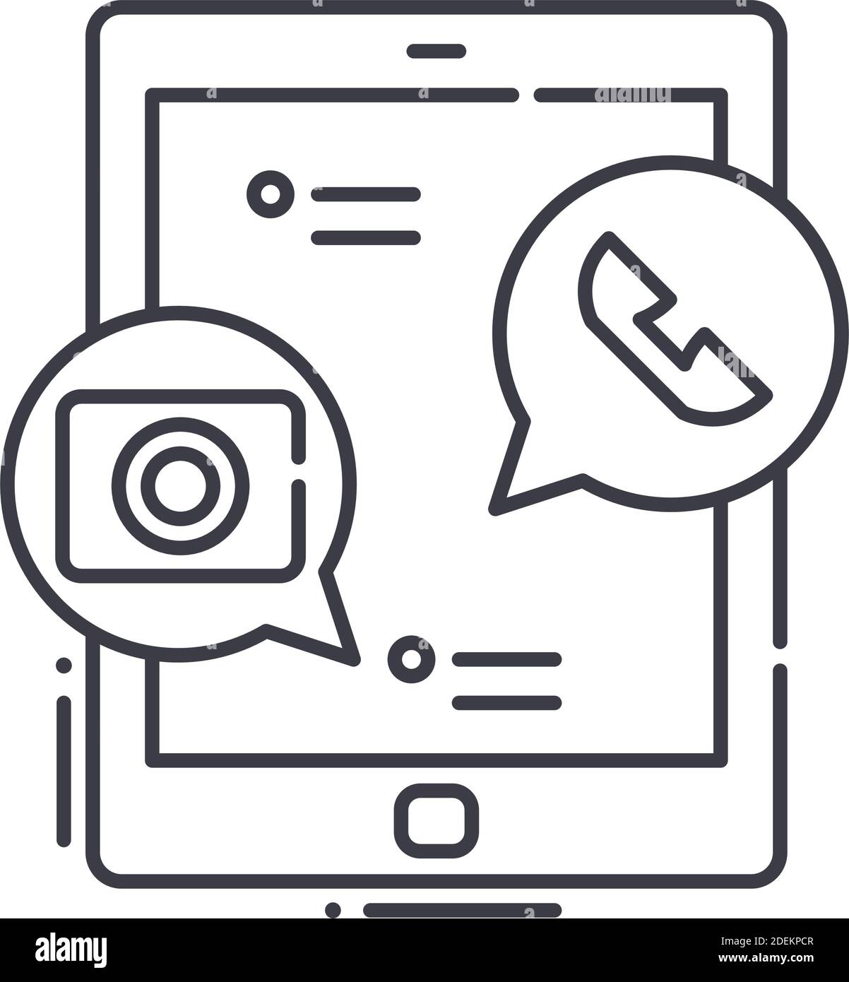 Mobile Messenger Icon, lineare isolierte Illustration, dünne Linie Vektor, Web-Design-Zeichen, Kontur Konzept Symbol mit editierbaren Strich auf weiß Stock Vektor