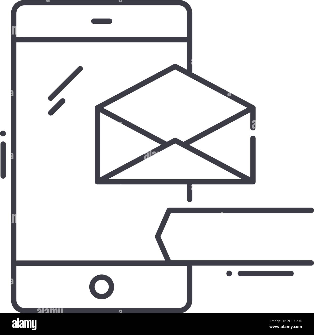 Mobile eingehende Mail-Symbol, lineare isolierte Illustration, dünne Linie Vektor, Web-Design-Zeichen, Umriss Konzept Symbol mit editierbaren Strich auf weiß Stock Vektor