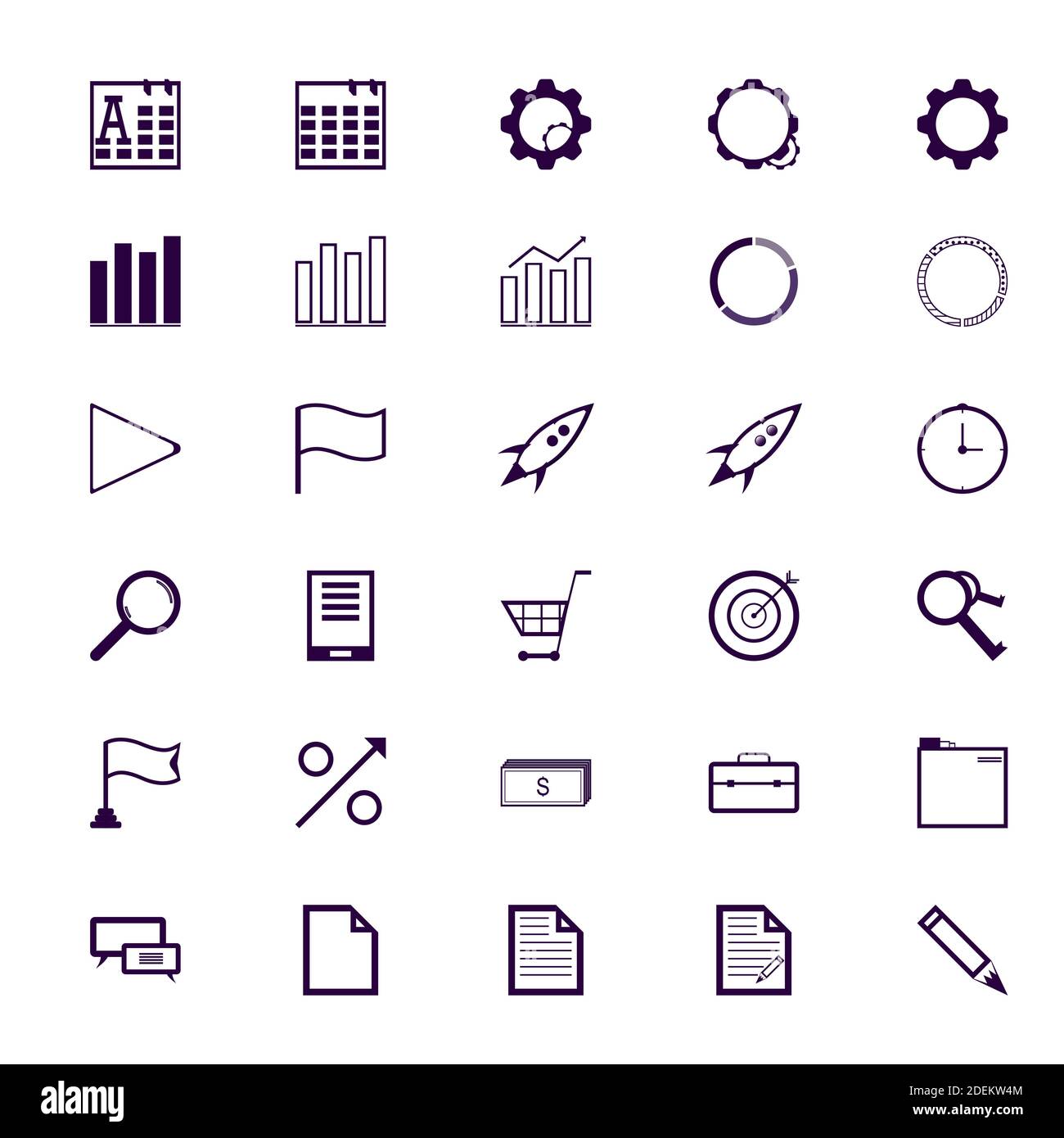 Set von 30 Business und Office Web-Icons in flachem Design. Business und Finanzen Symbole Sammlung Stock Vektor