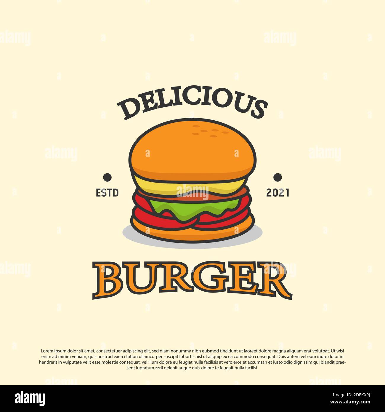Delicious Burger Shop Logo Abzeichen Design Vektor Illustrationen, am besten für Fast Food Logo Bild Stock Vektor
