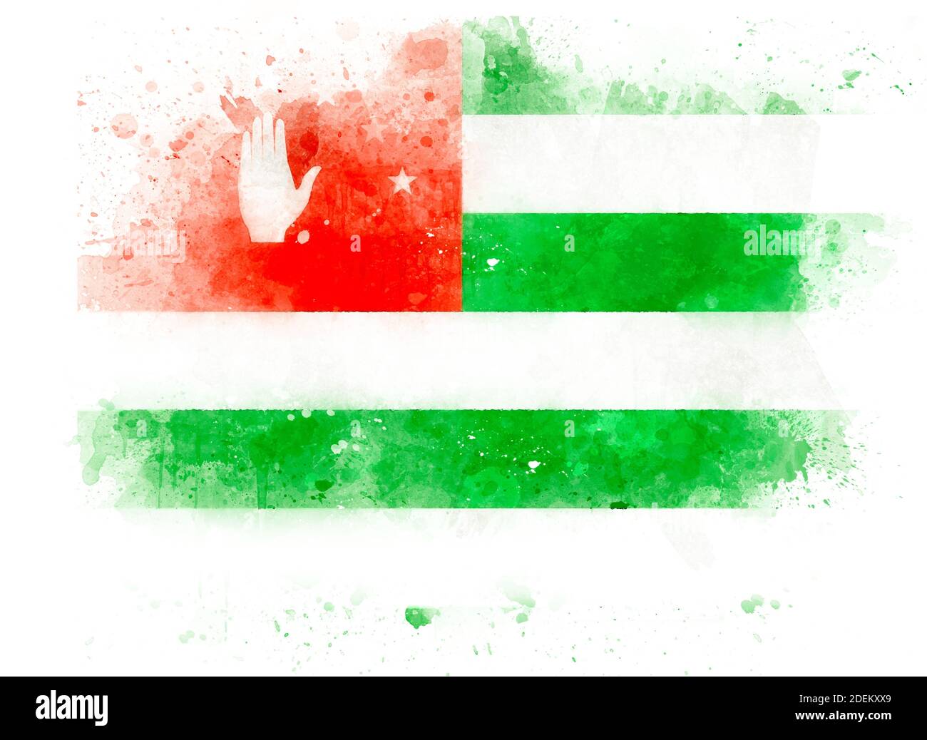 Flagge Abchasiens, Aquarell-Illustration Stockfoto