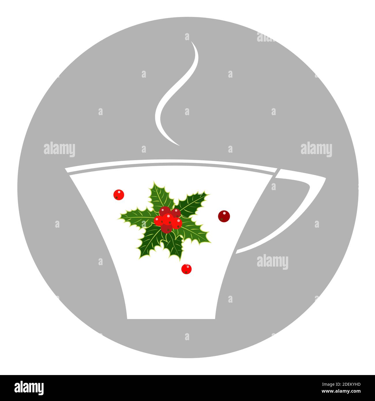 Winter Christmas Cup mit Holly Blatt Icon Poster. Stock Vektor