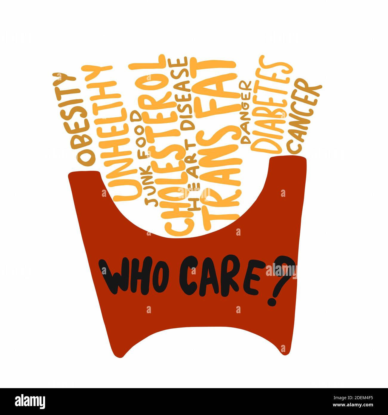 Ungesunde Pommes frites , wen kümmert das? Cartoon Vektorgrafik Stock Vektor