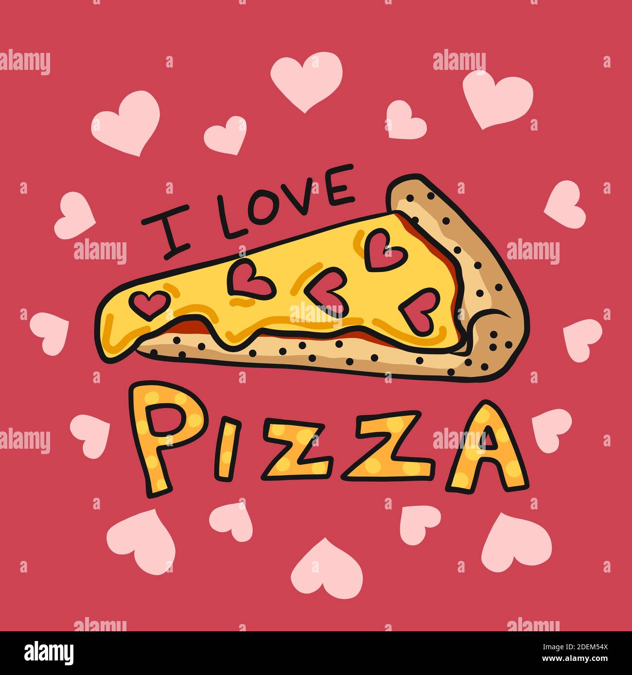Ich liebe Pizza Cartoon Vektor Illustration Stock Vektor
