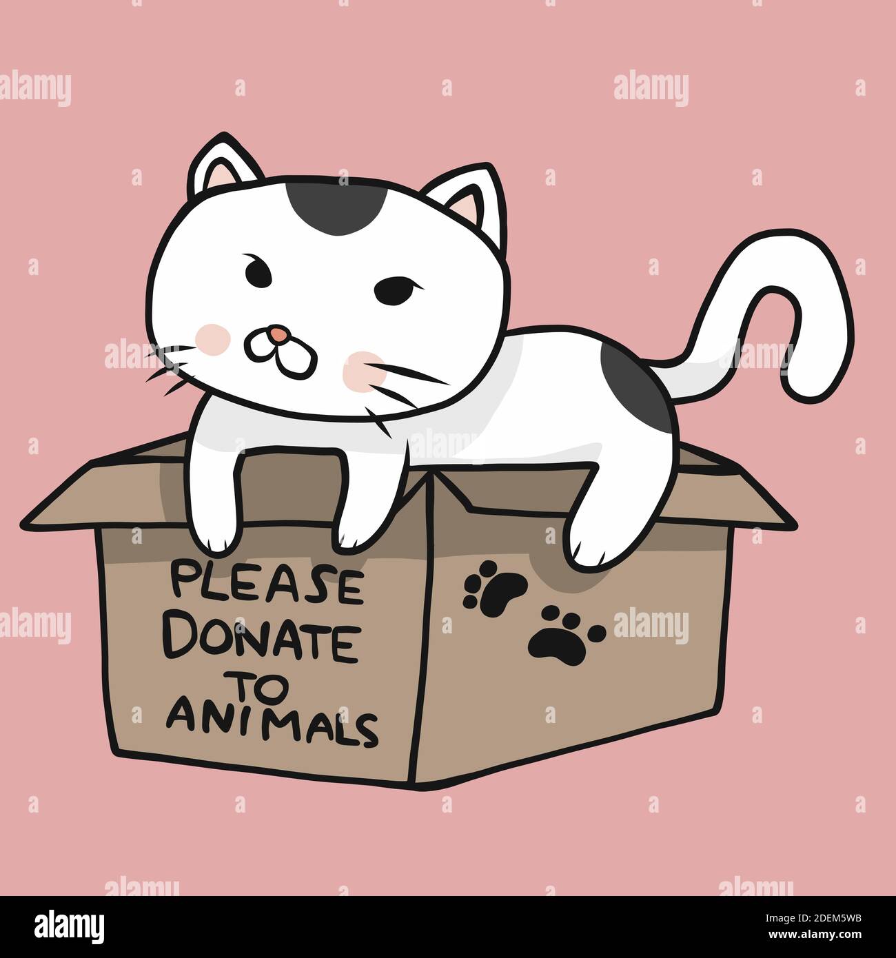 Katze in bitte spenden Tiere Box Cartoon Vektor Illustration Stock Vektor