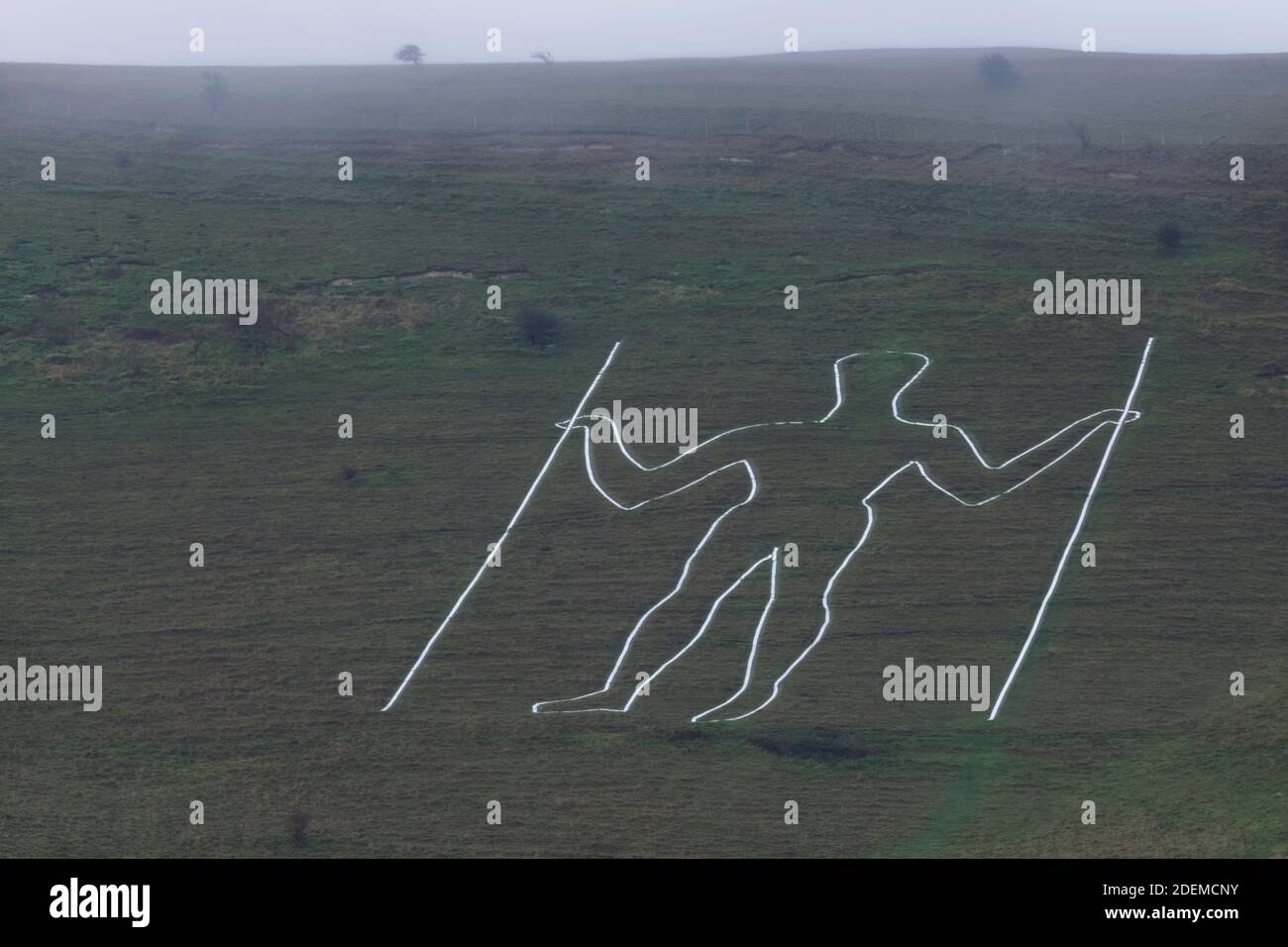 England, East Sussex, Eastbourne, The Long man of Wilmington Hill Figur Stockfoto