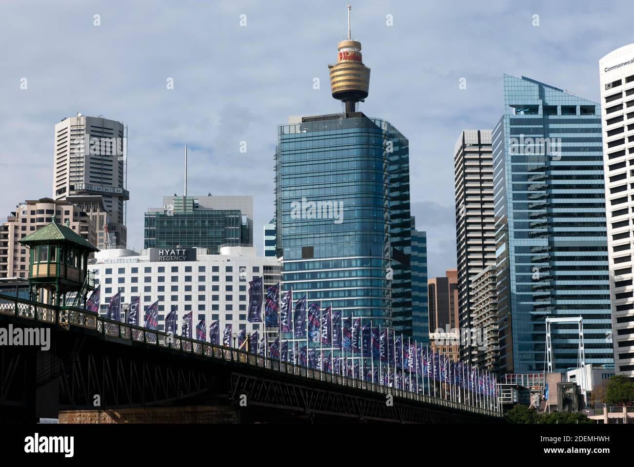 Nahaufnahme der Pyrmont Bridge im Darling Harbour, Sydney, Australien Stockfoto