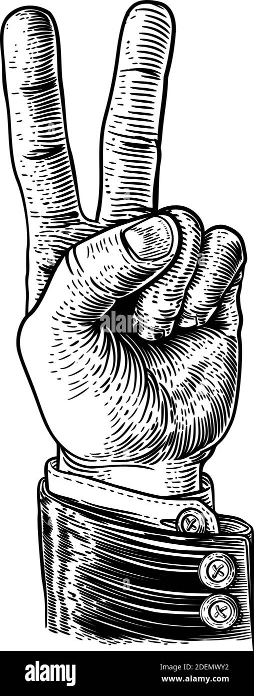 Frieden Sieg Hand Anzug zwei Finger Zeichen Stock Vektor