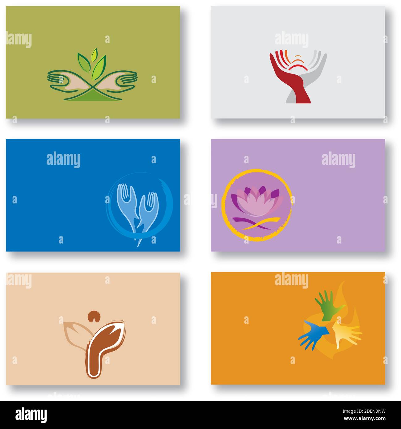 Set von Symbolen der Spiritualität, Etiketten in verschiedenen Farben für Visitenkarten Design Stock Vektor