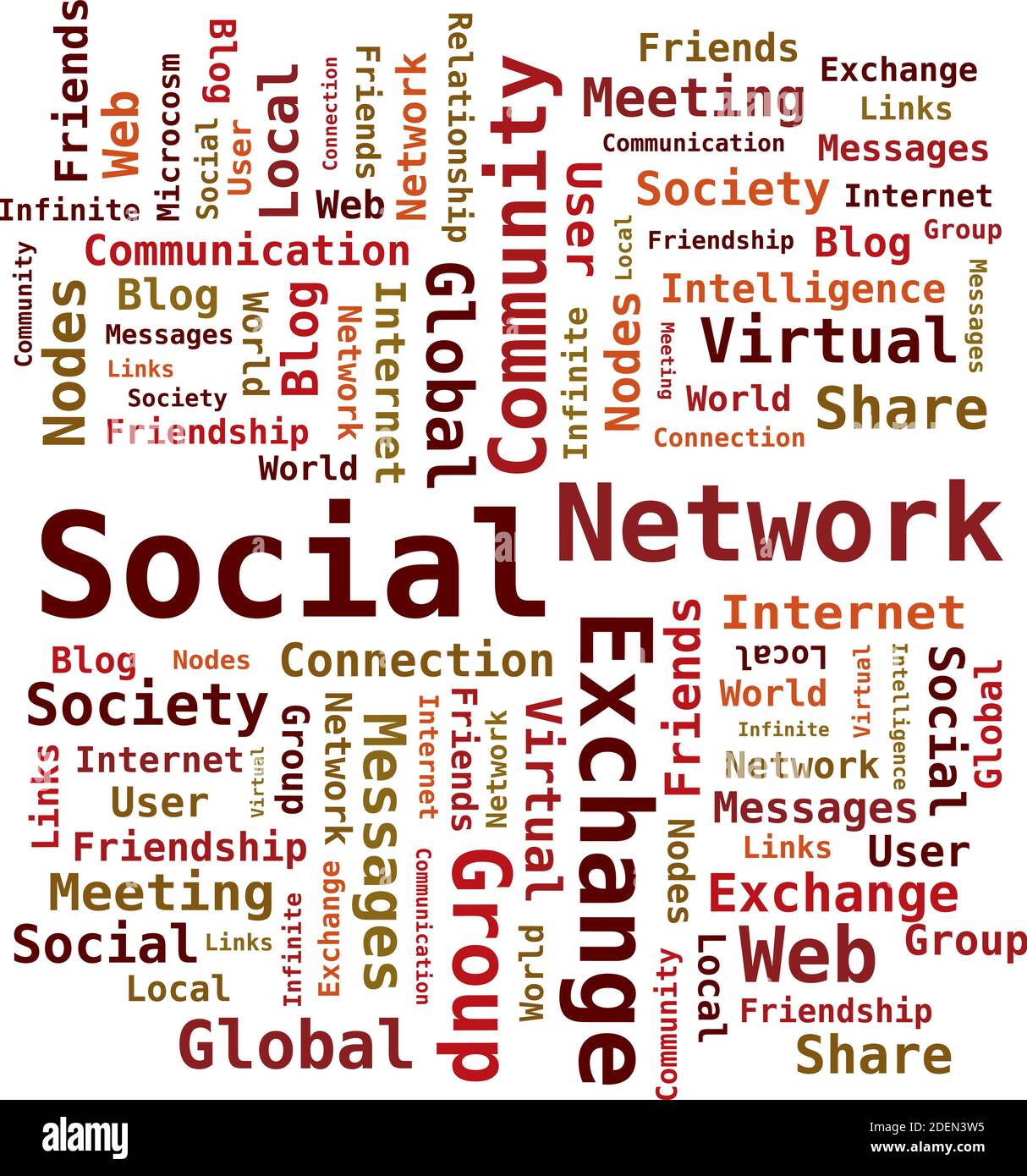 Word Cloud Tag Social Network, Internet, Community Digitale Illustration Stock Vektor