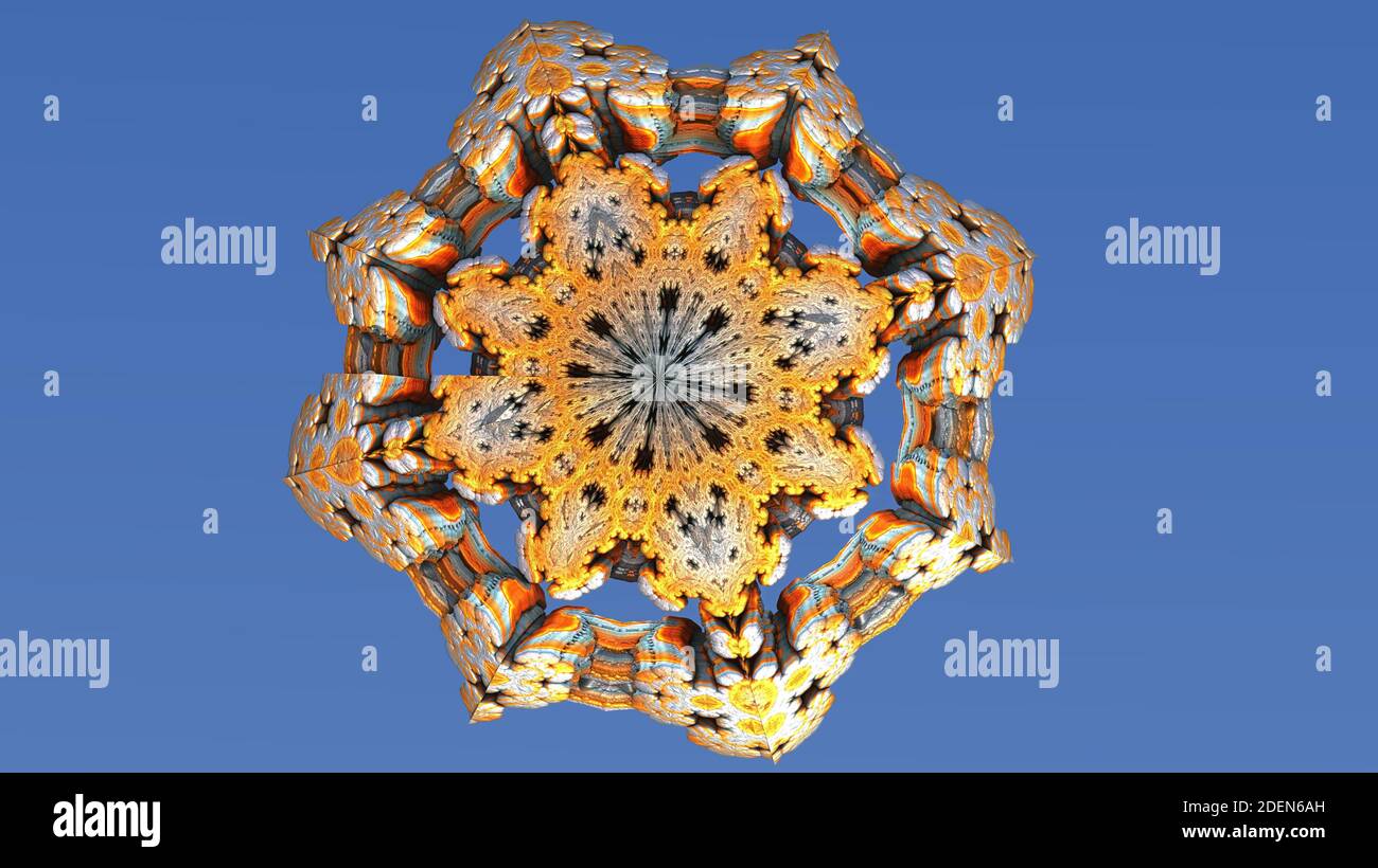 Buddhistisches hindu-Mandala in Form eines runden Ornaments. 3d-Illustration Stockfoto