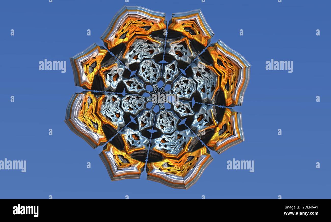 Buddhistisches hindu-Mandala in Form eines runden Ornaments. 3d-Illustration Stockfoto