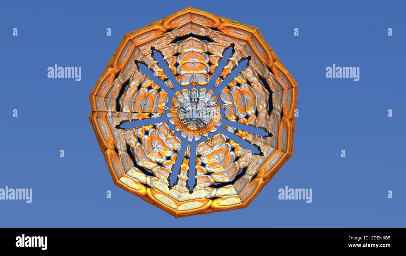 Buddhistisches hindu-Mandala in Form eines runden Ornaments. 3d-Illustration Stockfoto