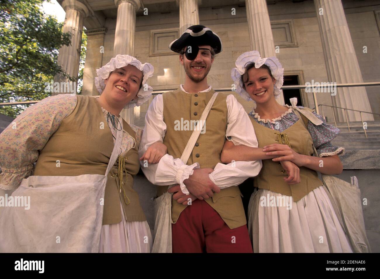 Schauspieler in historischer Kleidung, Independence National Historic Park, Philadelphia, Pennsylvania, USA Stockfoto