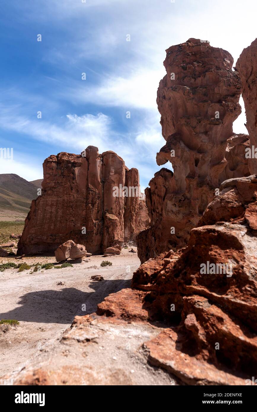 Felsformationen im Eduardo Avaroa Andenfauna National Reserve In Bolivien Stockfoto