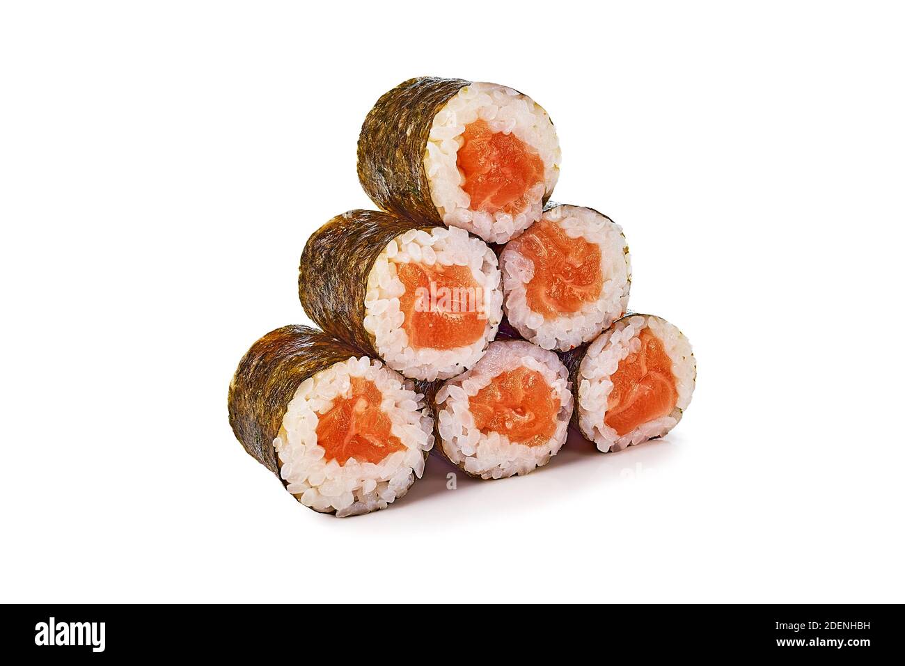 Set von Maki-Rollen auf weiß Stockfoto