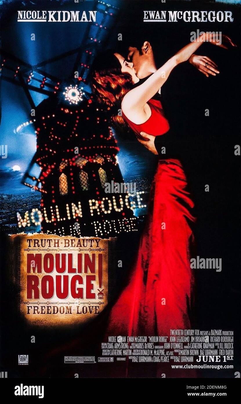 MOULIN ROUGE Poster für 2001 20th Century Fox Film mit Nicole Kidman und Ewan McGregor Stockfoto