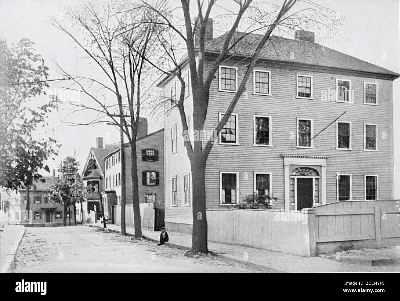 14 Mall Street in Salem - einst Heimat von Nathaniel Hawthorne, der hier von 1847 bis 1850 lebte und wo er den Scharlachbrief schrieb. Stockfoto