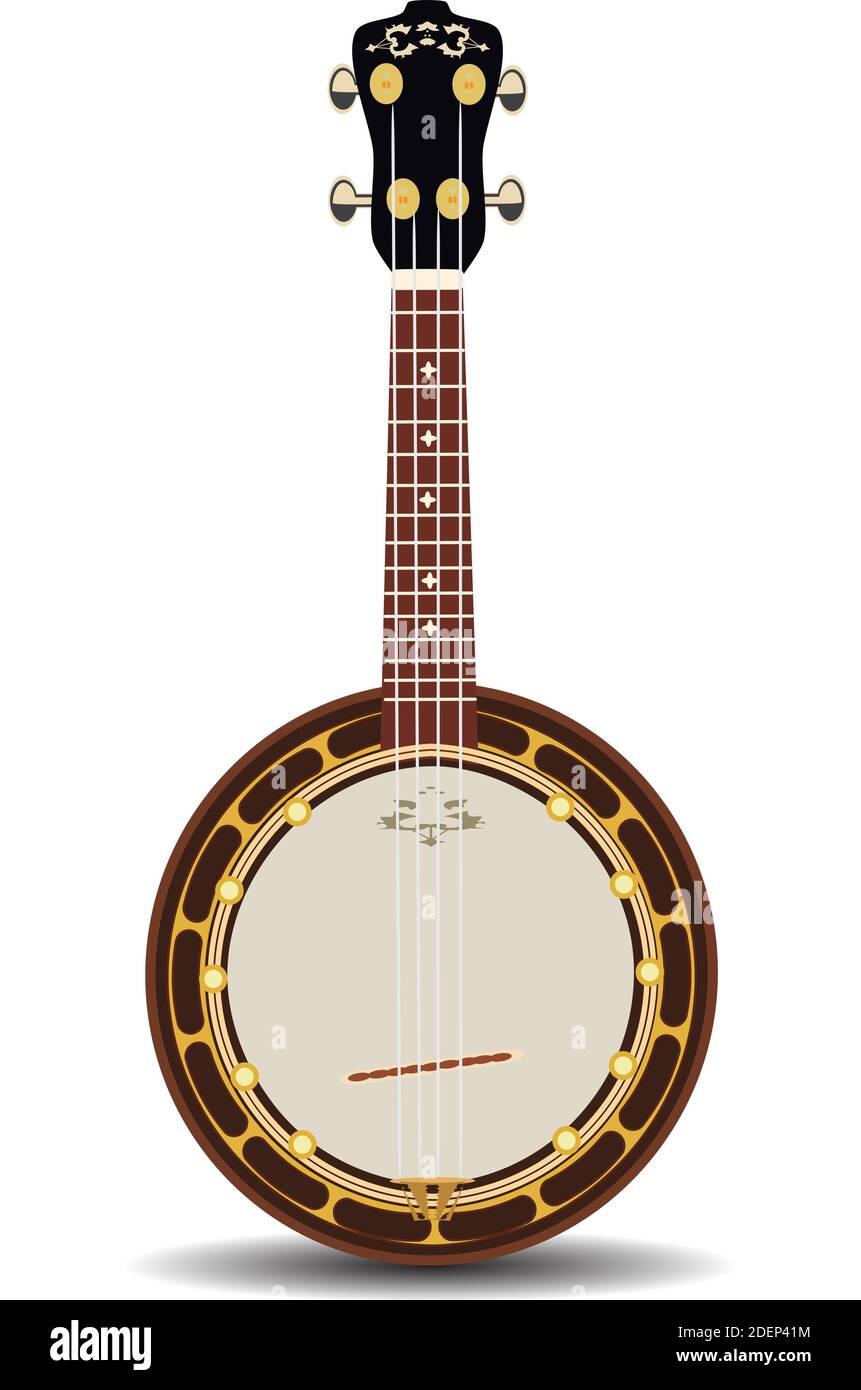 Banjo Musikinstrument Vektor flache Illustration Stock Vektor