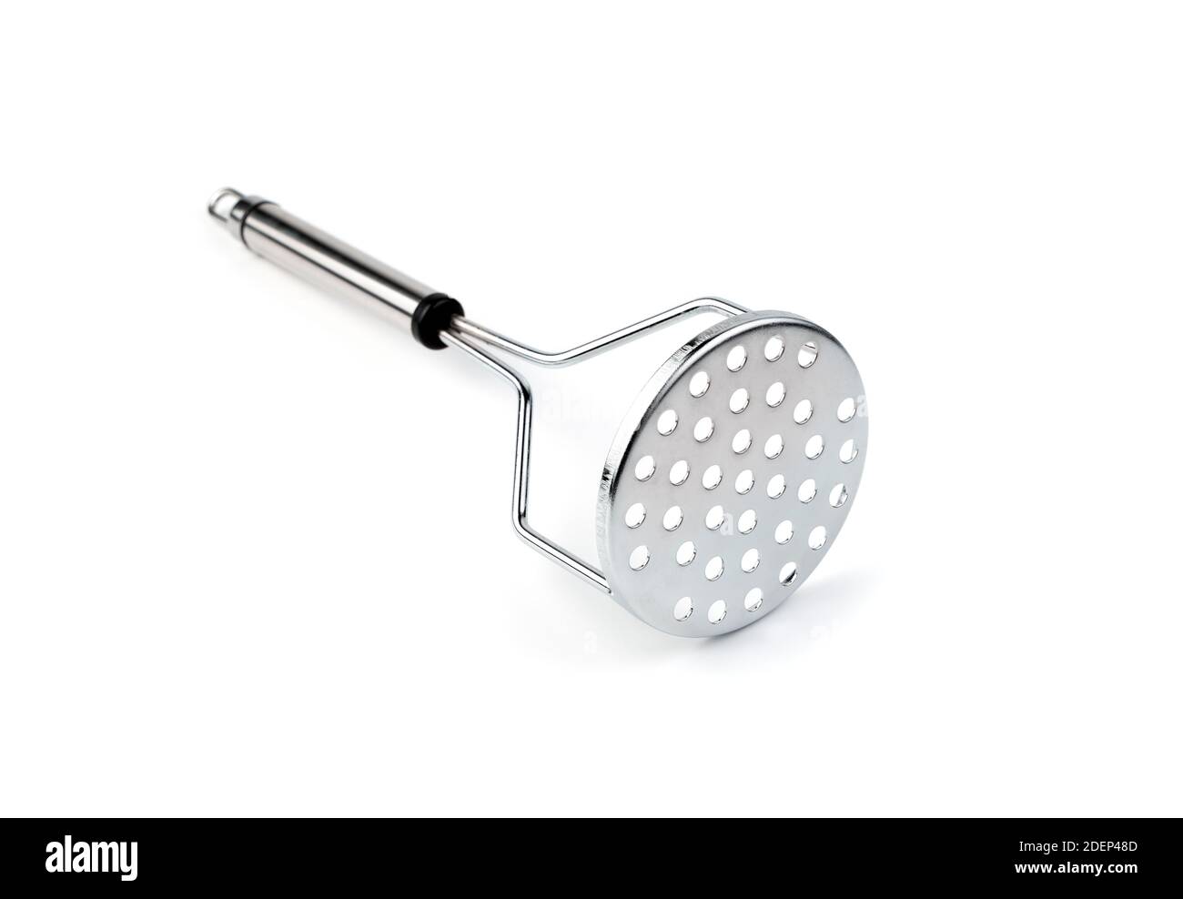 Küchenelement für Kartoffelpüree auf weißem Hintergrund. Stockfoto