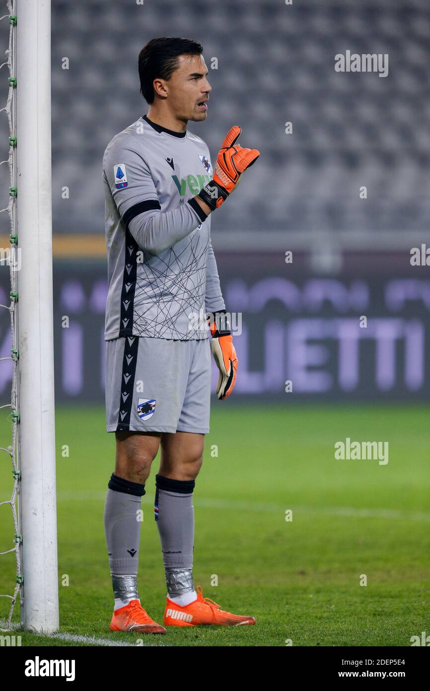 Emil Audero (UC Sampdoria) während Turin FC gegen UC Sampdoria, Italienisches Fußballspiel Serie A, Turin, Italien, 30. November - Foto .LM/Francesco Scaccianoce Stockfoto