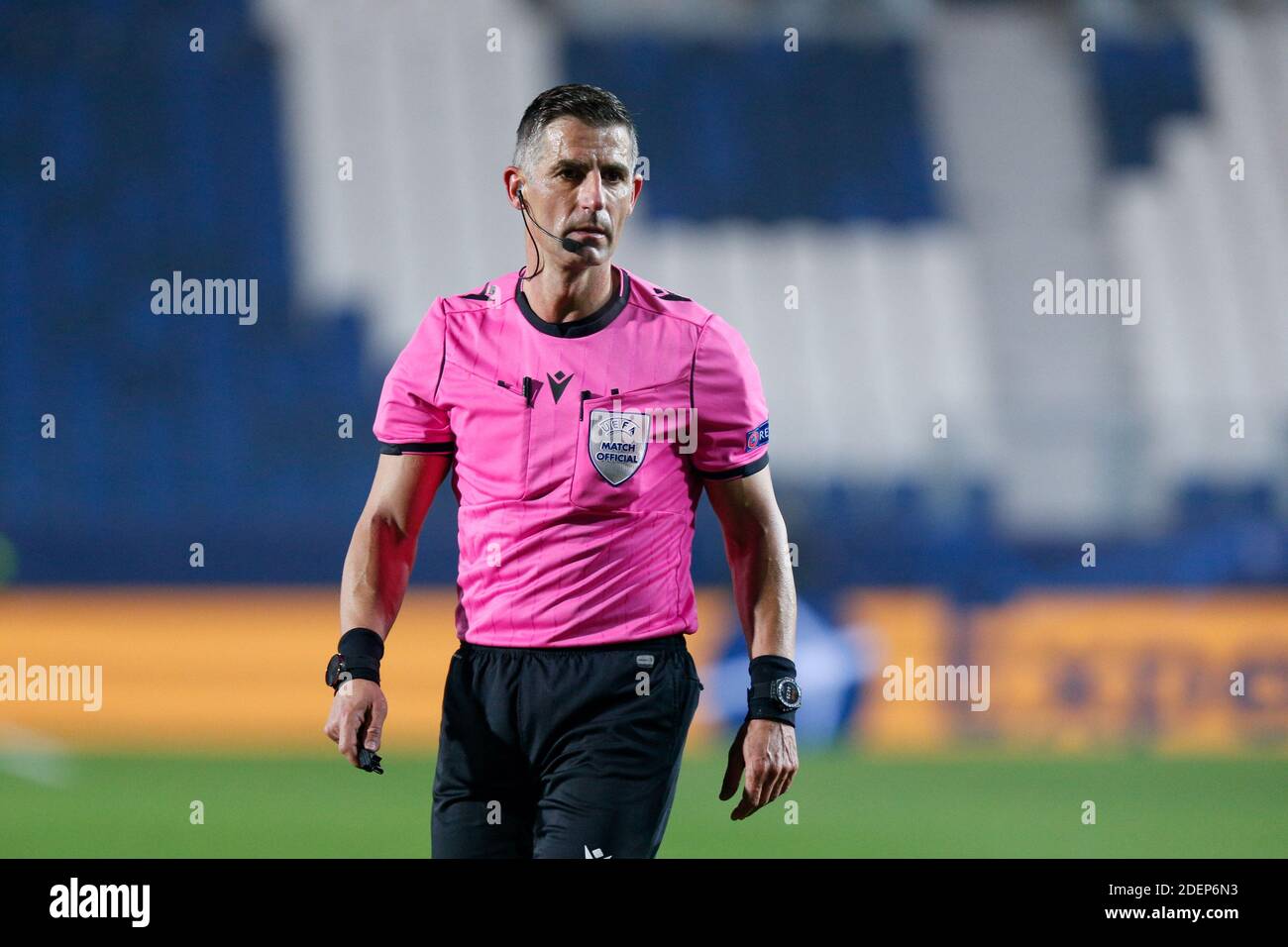 Gewiss Stadium, Bergamo, Italien, 01 Dec 2020, der Schiedsrichter Tasos Sidiropoulos (GRE) während Atalanta Bergamasca Calcio gegen FC Midtjylland, UEFA Champions League Fußballspiel - Foto Francesco Scaccianoce / LM Stockfoto