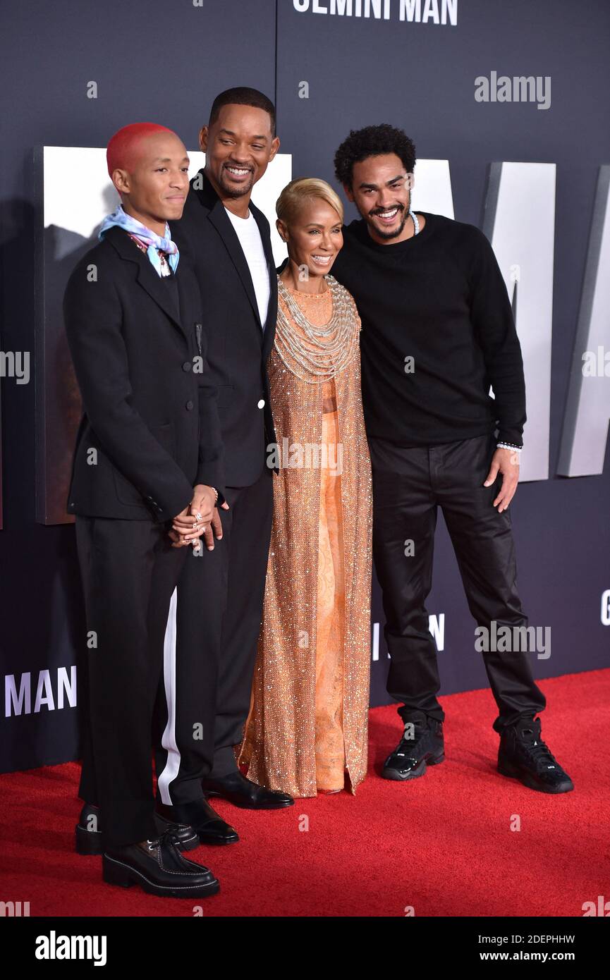 Jaden Smith, will Smith, Jada Pinkett Smith und Trey Smith besuchen Paramount Pictures' Premiere von Gemini man am 06. Oktober 2019 in Los Angeles, CA, USA. Foto von Lionel Hahn/ABACAPRESS.COM Stockfoto