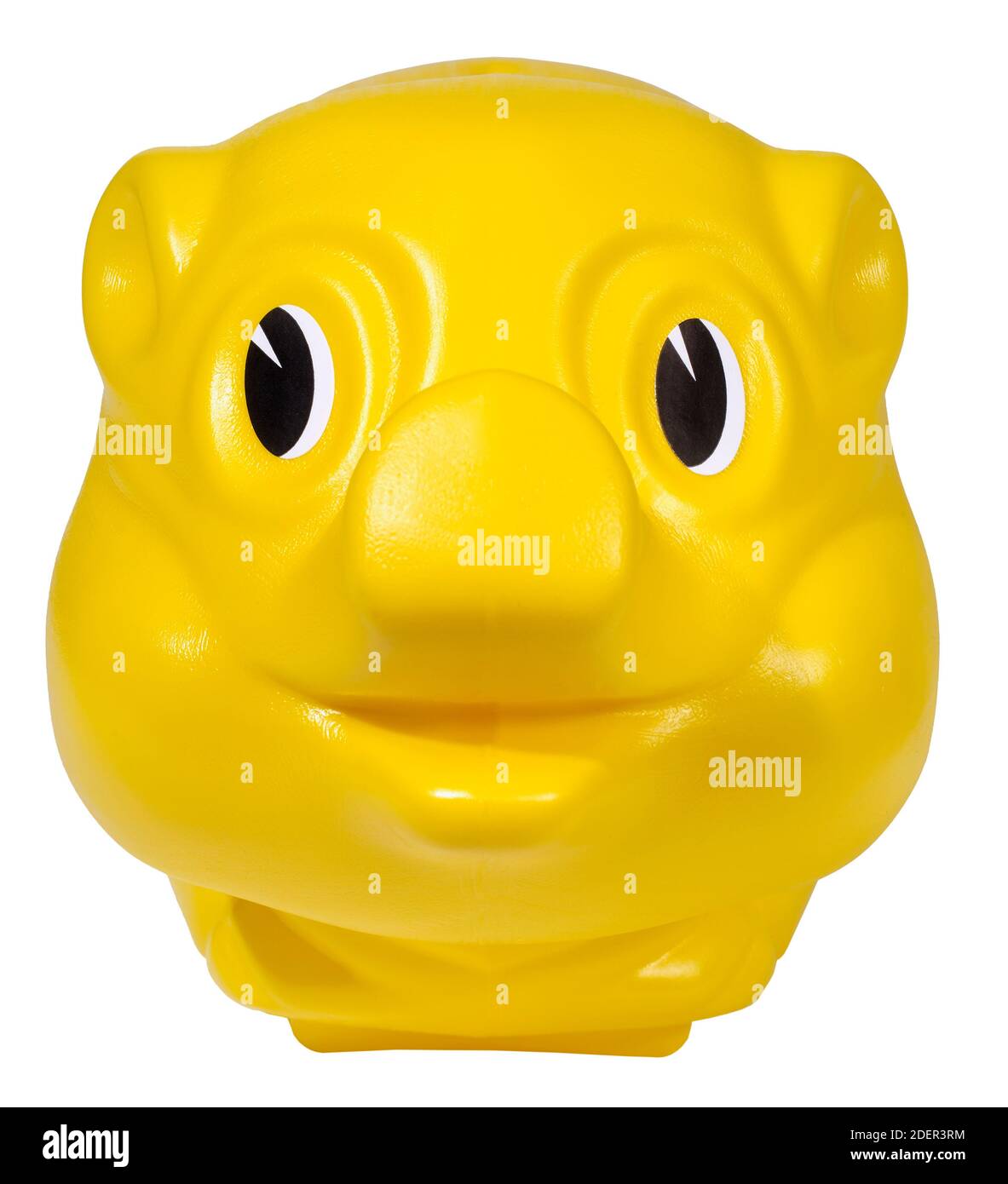 Gelbe Kunststoff-Sparschwein Stockfoto