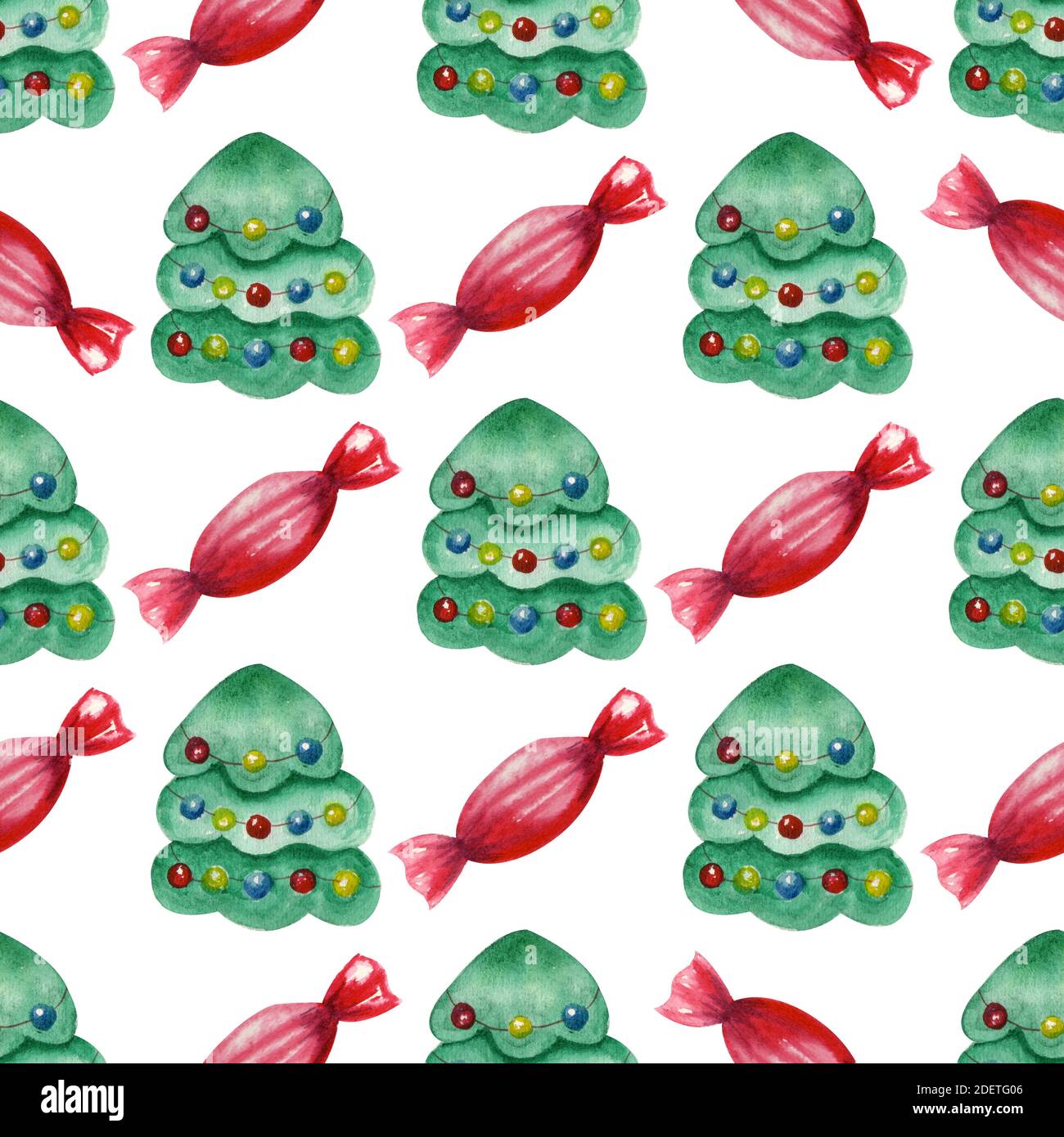 Ein nahtloses Muster zum Thema Weihnachten. Aquarelldarstellung Stockfoto