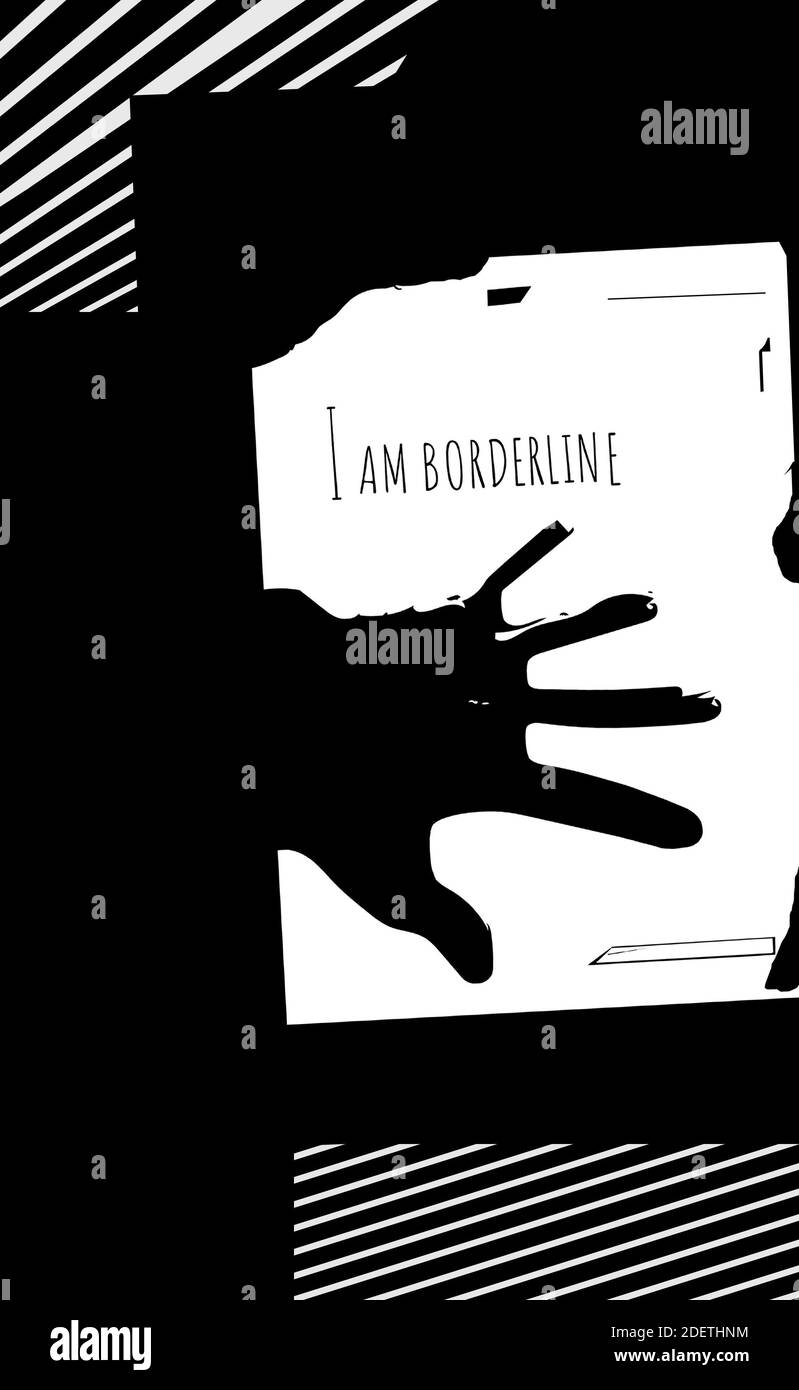Borderline Persönlichkeitsstörung Konzept in schwarz und weiß - Buch Abdeckung Stockfoto
