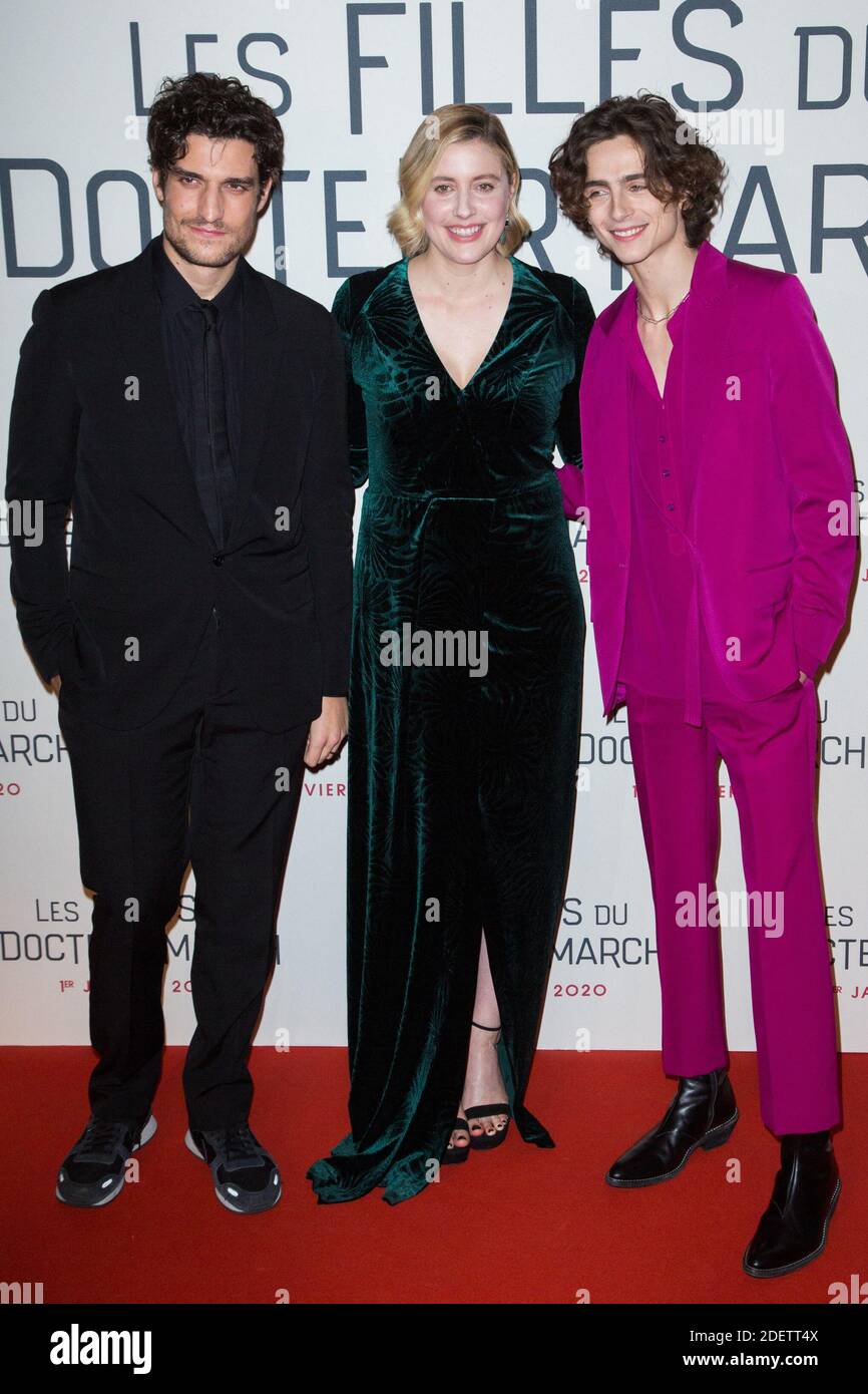 Louis Garrel, Greta Gerwig, Timothee Chalamet besuchen die 'Little Women' 'Les Filles du Docteur March' Premiere im Cinema Gaumont Marignan in Paris, Frankreich am 12. Dezember 2019. Foto von Nasser Berzane/ABACAPRESS.COM Stockfoto