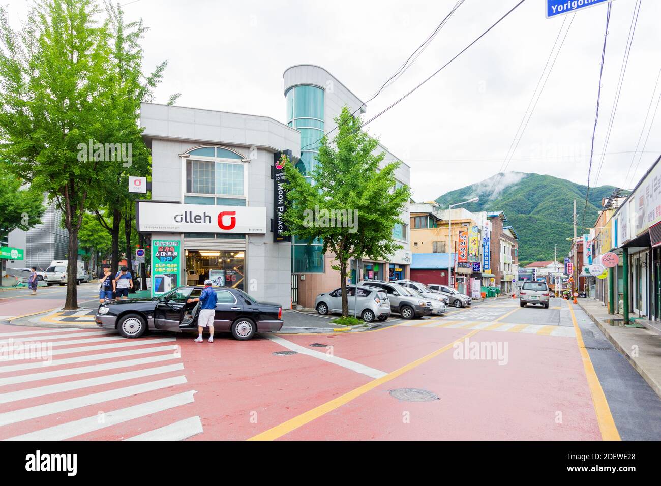 Eine Straßenszene in der Stadt Yeongwol, Südkorea Stockfoto