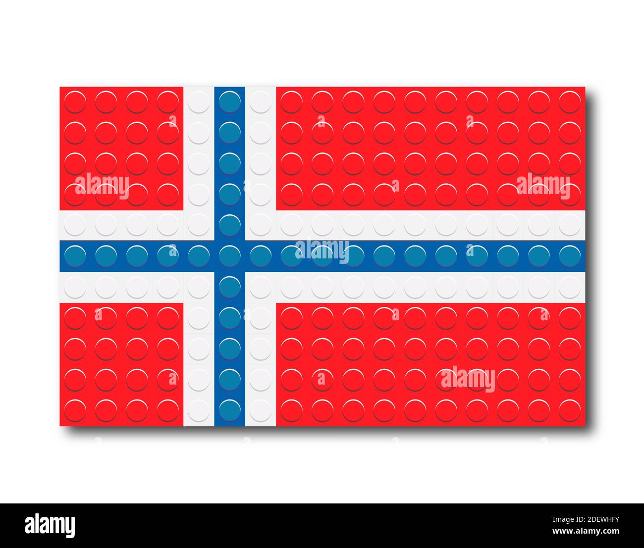 Verpixelte Norwegen-Flagge von Bauteilen. Vektorgrafik ist auf weißem Hintergrund isoliert. Stock Vektor