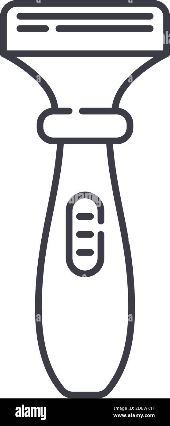 Men Rasiermesser Symbol, lineare isolierte Illustration, dünne Linie Vektor, Web-Design-Zeichen, Kontur Konzept Symbol mit editierbaren Strich auf weißem Hintergrund. Stock Vektor
