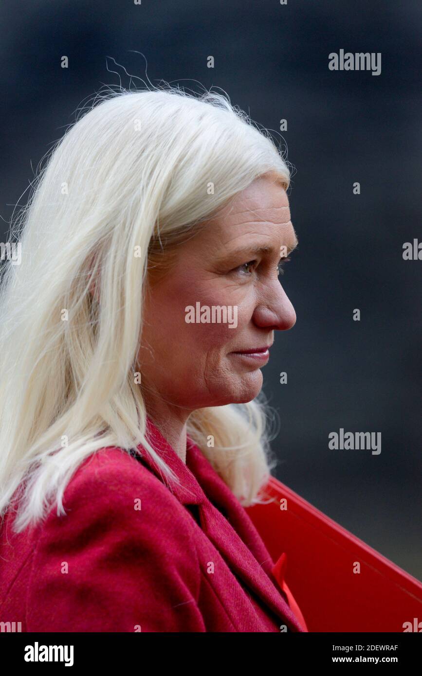 Amanda Milling MP (Con: Cannock Chase. Co-Vorsitzender der Konservativen Partei und Minister ohne Portfolio) in Downing Street nach einem Kabinettsmeetin Stockfoto