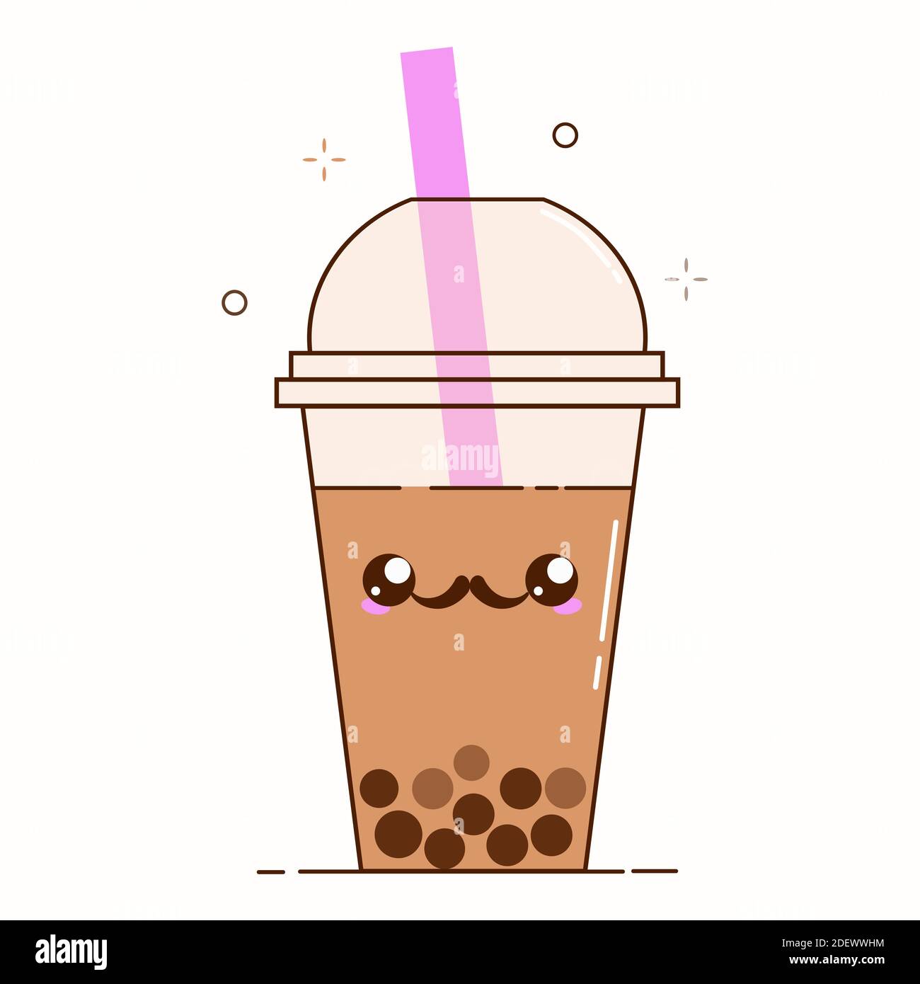 Brown Bubble Milch Tee Anzeigen mit leckeren Tapioka schwarzen Perlen.  Nette Blase Tee kawaii lächelte Charakter. Taiwanesisches berühmtes und  beliebtes Getränk Boba Stock-Vektorgrafik - Alamy