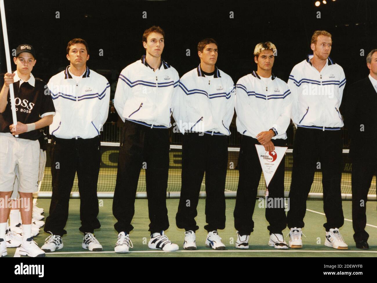 Schweizer Tennisspieler Roger Federer und das Schweizer Team, 2000er Stockfoto