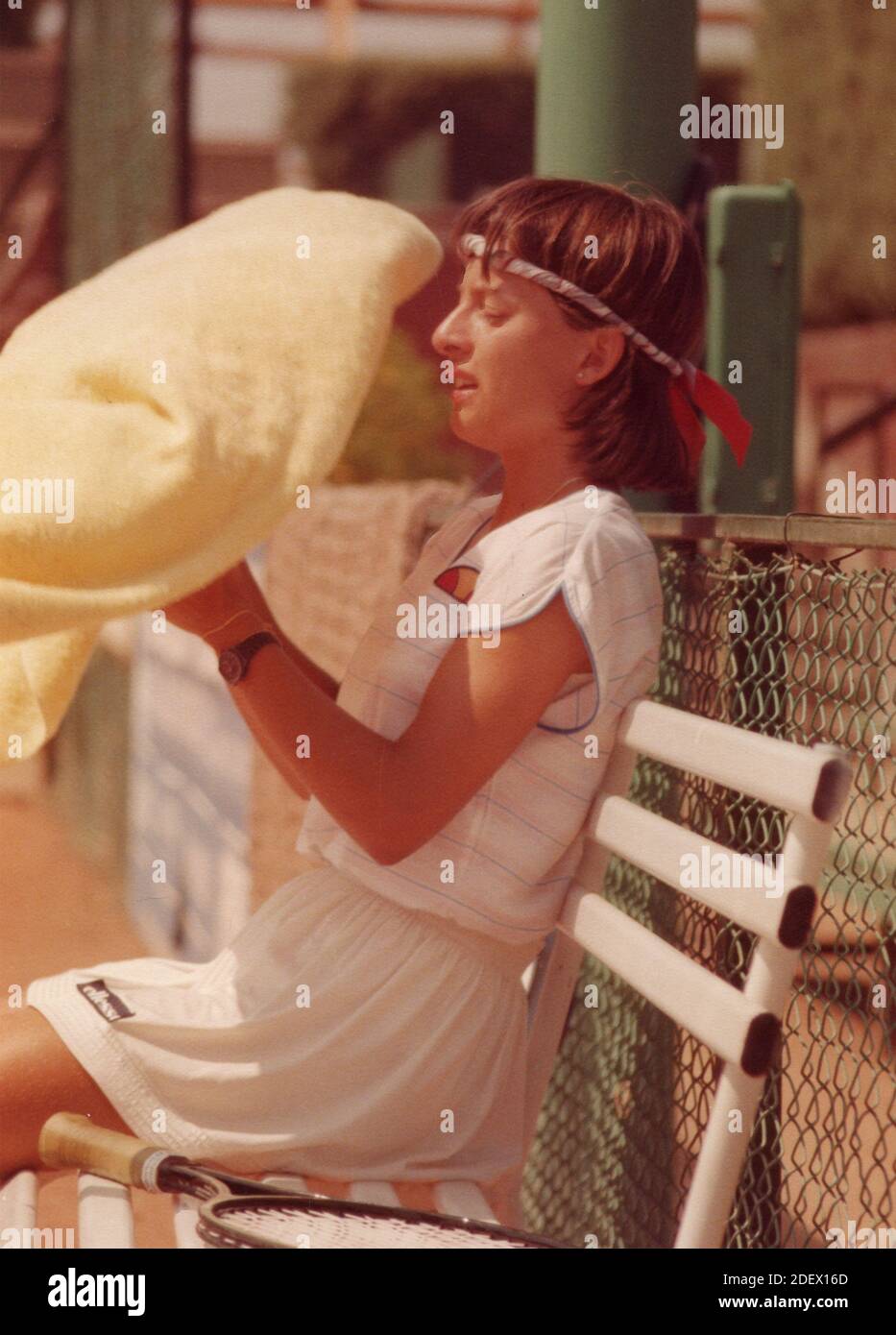 Italienische Tennisspielerin Simona D'Andrea, 1985 Stockfoto