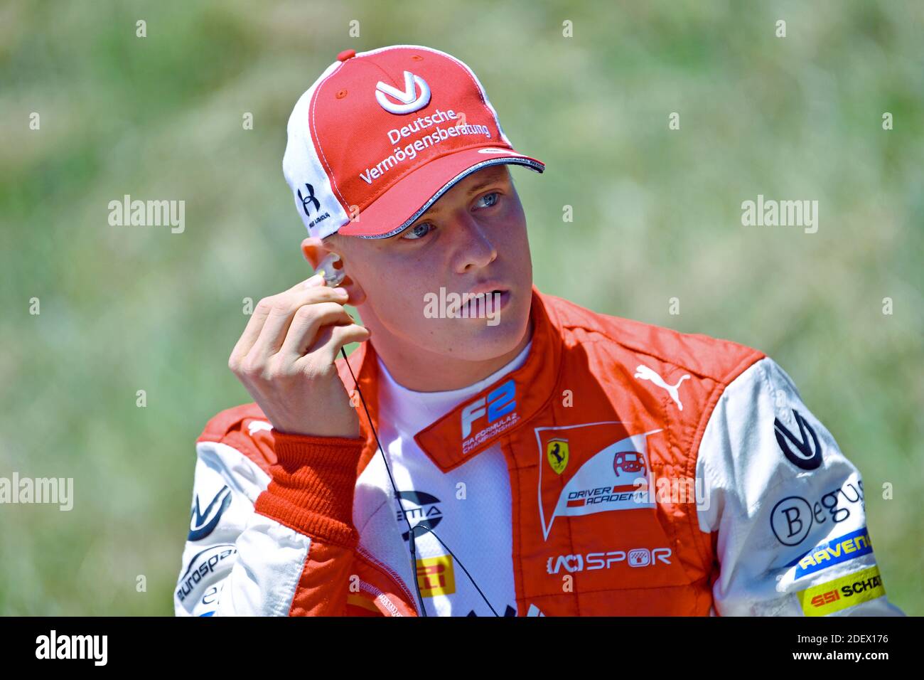 Mick Schumacher fährt ab 2021 in der Formel 1 für das Team Haas. Archivfoto; Mick SCHUMACHER (Prema Racing), Formel 2, Geste, Aktion, Einzelbild, abgeschnitten Einzelmotiv, Porträt, Porträt, portr'âà‚AUT. Formel 1: Österreichischer GP, Red Bull Ring Zeltweg, Spielberg, Saison 2019, am 28. Juni 2019 ¬_¬ Einsatz weltweit Stockfoto