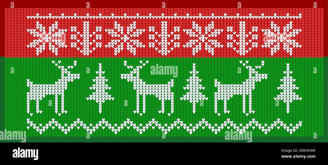 Klassisches Musterdesign für Weihnachten hässlicher Pullover mit Hirsch und Kiefer Stock Vektor