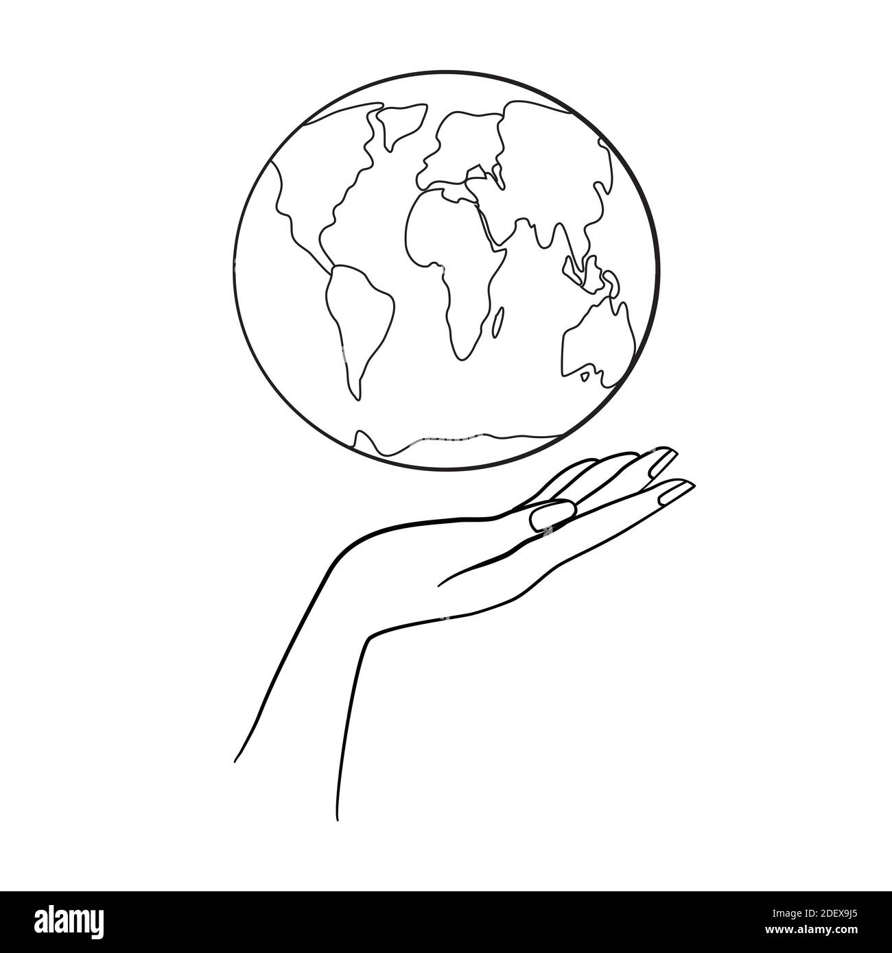 Vektor Hand gezeichnete Erde Tag Konzept Skizze. Menschliche Hände halten Globus Stock Vektor
