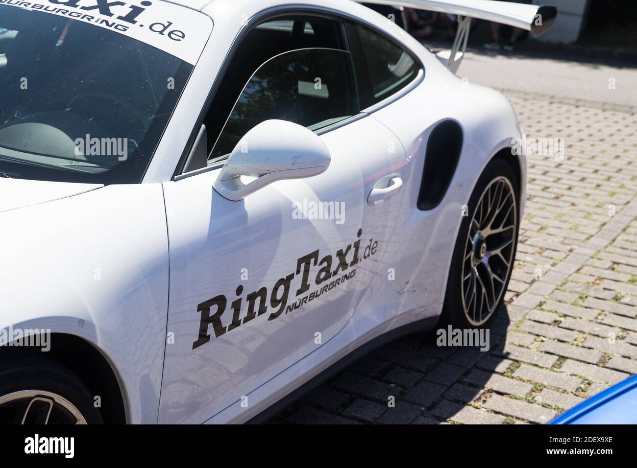 Ring Taxi, Porsche auf der Nordschleife Rennbahn. Nürburgring, Deutschland. Stockfoto