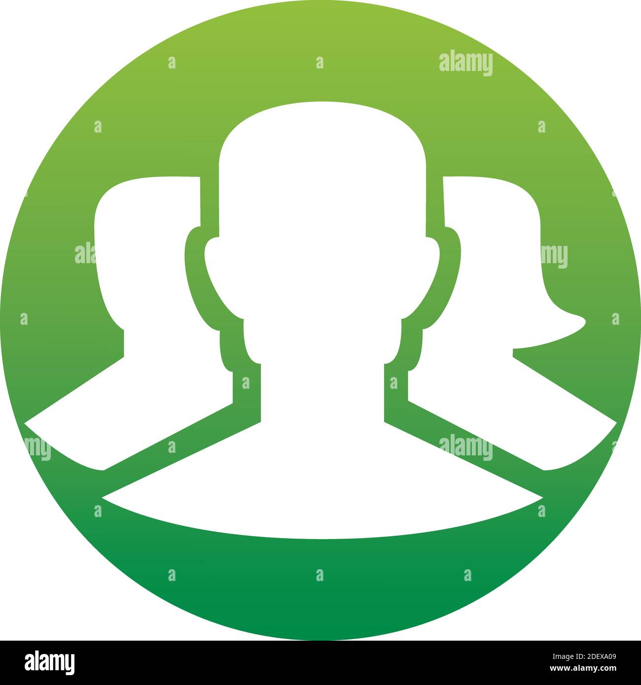 Team, Symbol Vektor, Menschen solide Illustration, Gruppensymbol im grünen Kreis isoliert auf weißem Hintergrund Stock Vektor