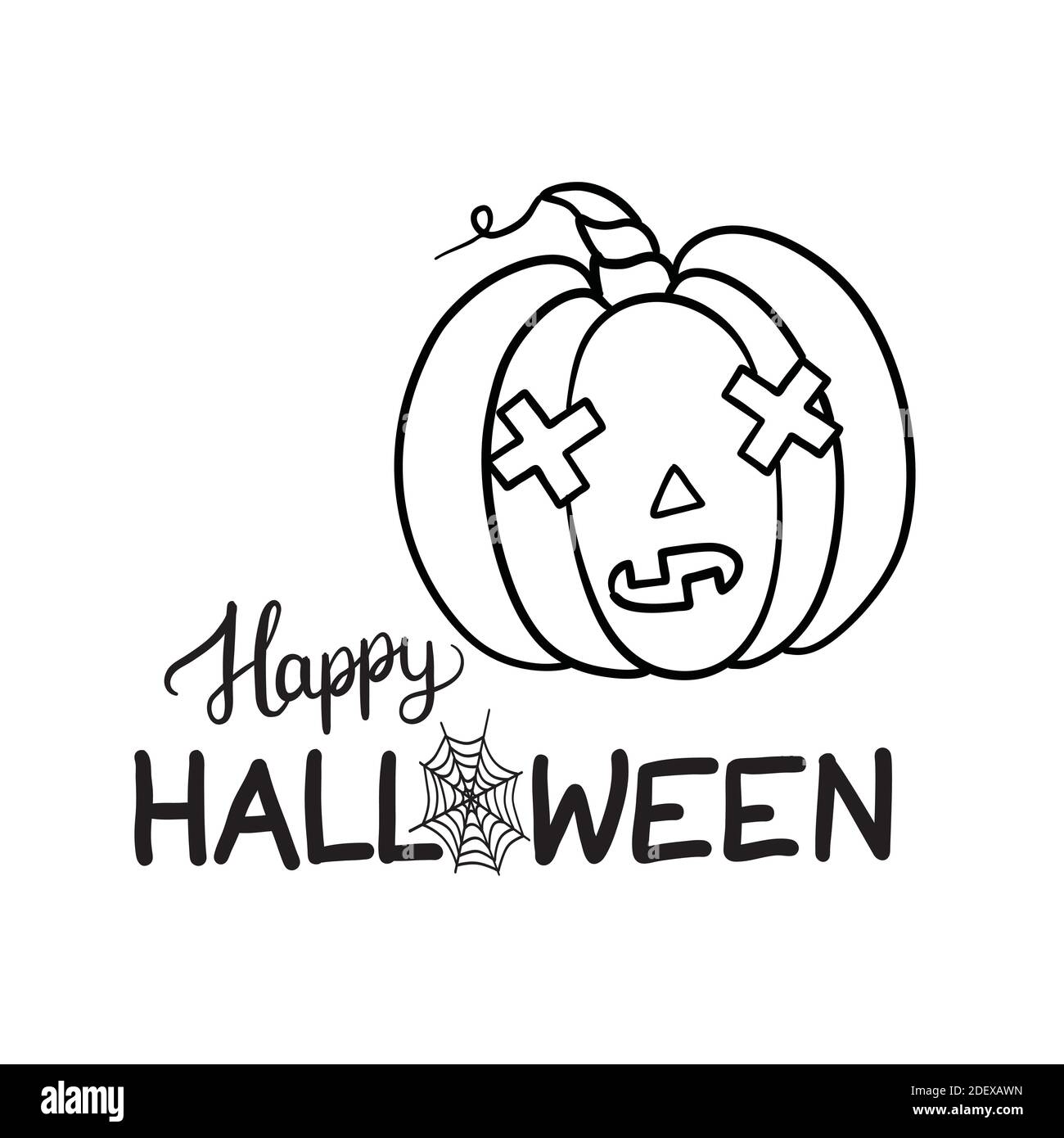 Halloween Kürbis. Vektor-Konzept in Doodle und Skizze Stil. Handgezeichnete Illustration für den Druck auf T-Shirts, Postkarten. Icon und Logo Idee. Stock Vektor